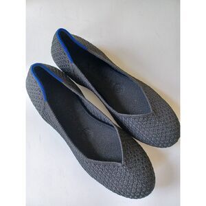 Rothys Sz 7 Black Daily Flat Ballerina Blue Halo Knit Loafers Round Toe Retired